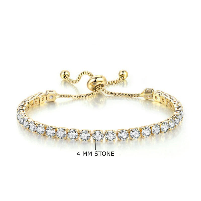 DRIARA 0193  Gold Plated CZ Tennis Bracelet for Women & Girls | Adjustable Diamond Look Bracelet