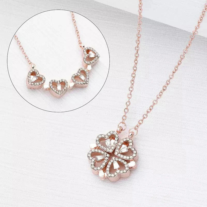 Driara 018 Rose Gold Plated Heart Cluster Pendant with Chain for Women & Girls – Cute Korean Style Jewellery