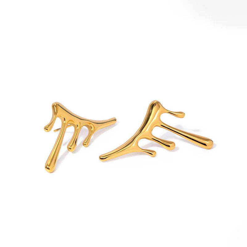 Driara 016 Gold Plated Dripping Design Trendy Earrings for Women & Girls – Korean Style Fashion Earrings