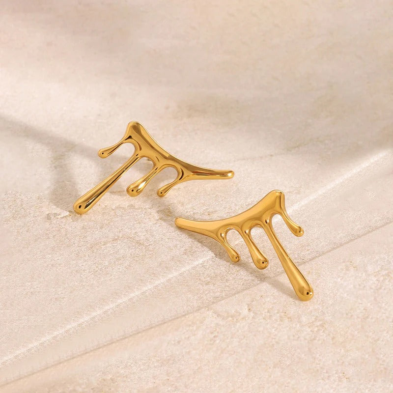 Driara 016 Gold Plated Dripping Design Trendy Earrings for Women & Girls – Korean Style Fashion Earrings