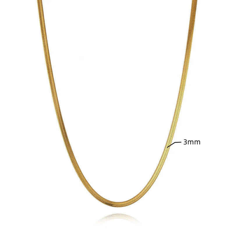 Driara 049 Premium Golden Snake Chain Necklace for Women & Girls | Korean Simple Chain | Daily Wear Jewellery