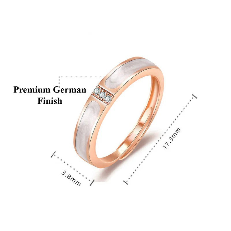 DRIARA 0172 Rose Gold Plated Minimal CZ Korean Adjustable Ring | Simple Elegant Finger Ring for Women & Girls
