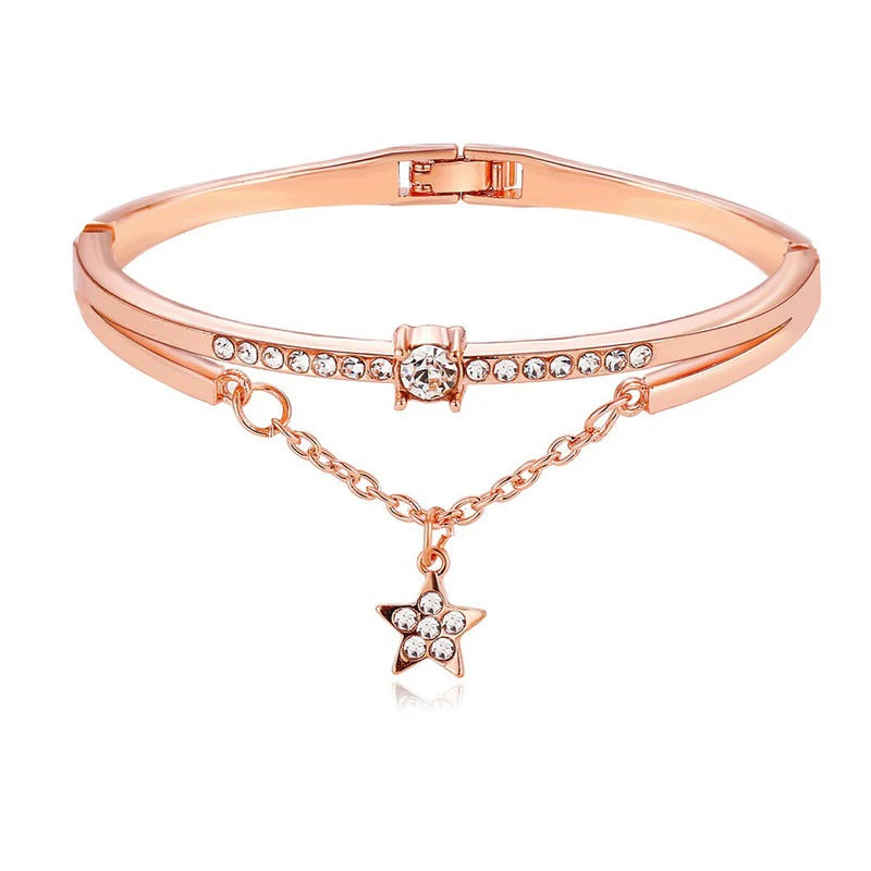 Driara 028 Rose Gold Kada & Butterfly Charm Bracelet Combo for Women & Girls – 2-Piece Trendy Jewellery Set